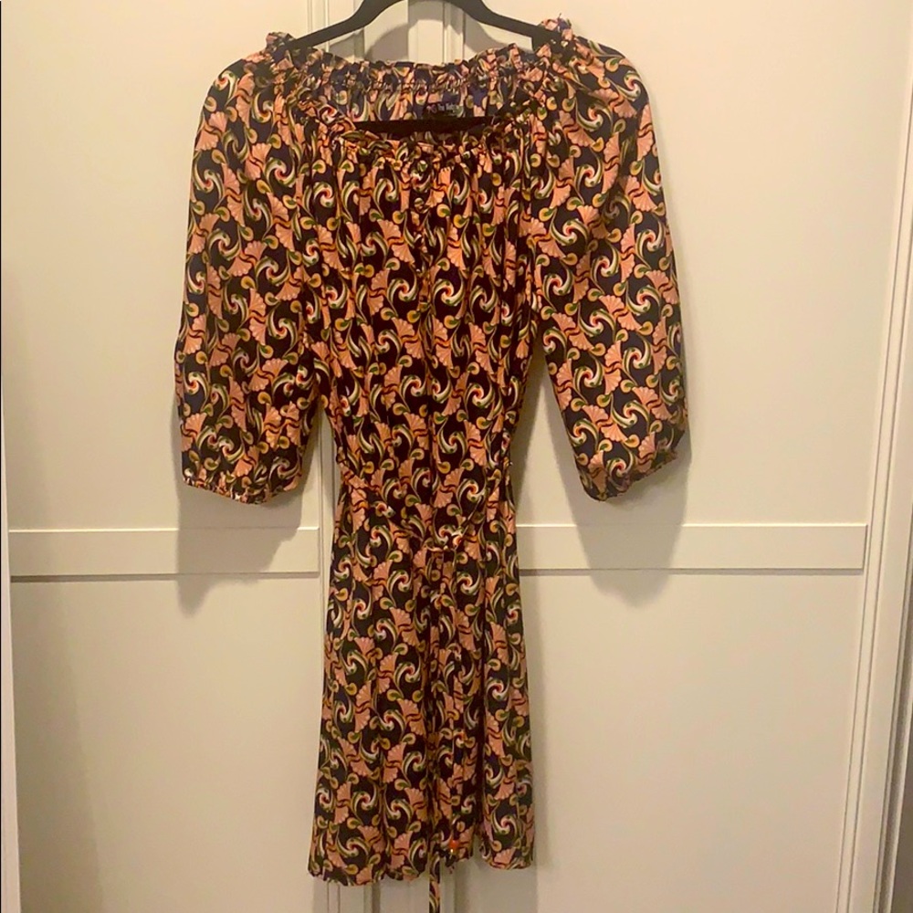 Print balloon 3/4 sleeve dress